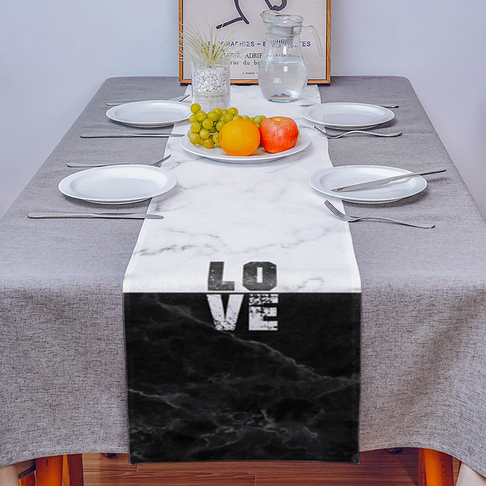 Black and white marble texture Table Runner Place Mats - LeobonZone