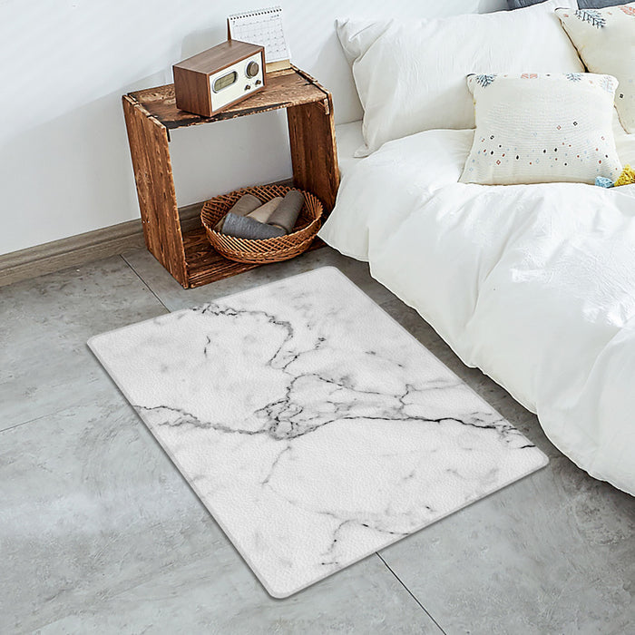 Black crack in Gray marble Leather Doormat - LeobonZone