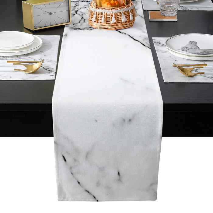 Black crack in Gray marble Table Flag And Table Mat Suit - LeobonZone