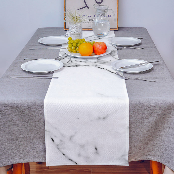 Black crack in Gray marble Table Runner Place Mats - LeobonZone
