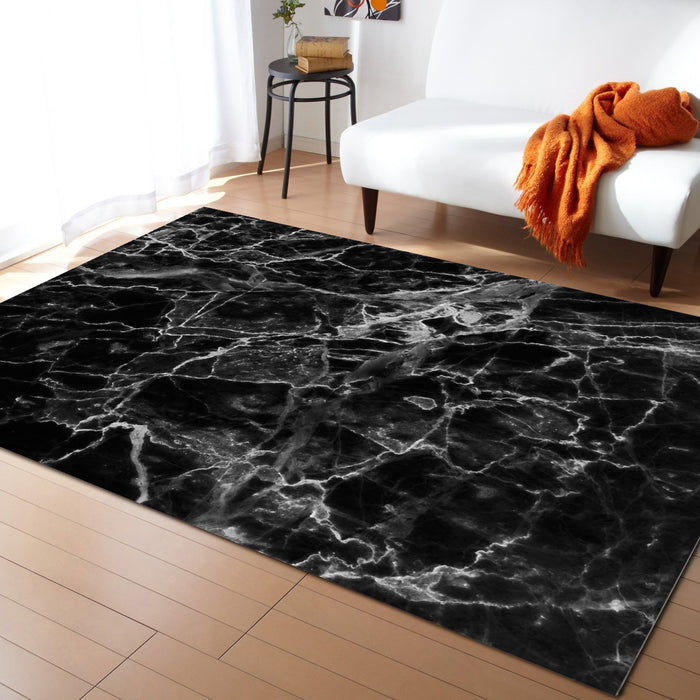 Black Marble and granite pattern Right Angle Felt Rugs - LeobonZone