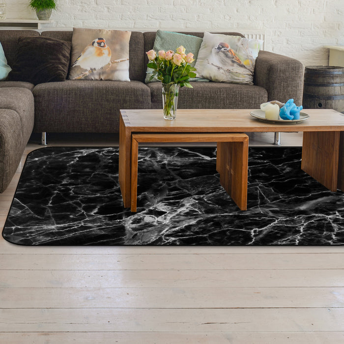 Black Marble and granite pattern Sponge Rillet Rubber Rugs - LeobonZone