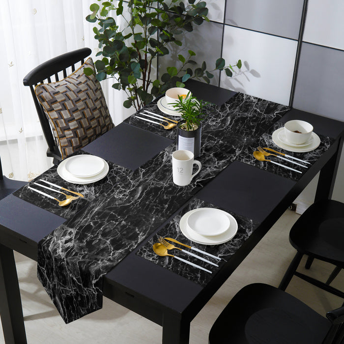 Black Marble and granite pattern Table Flag And Table Mat Suit Sharp angle - LeobonZone