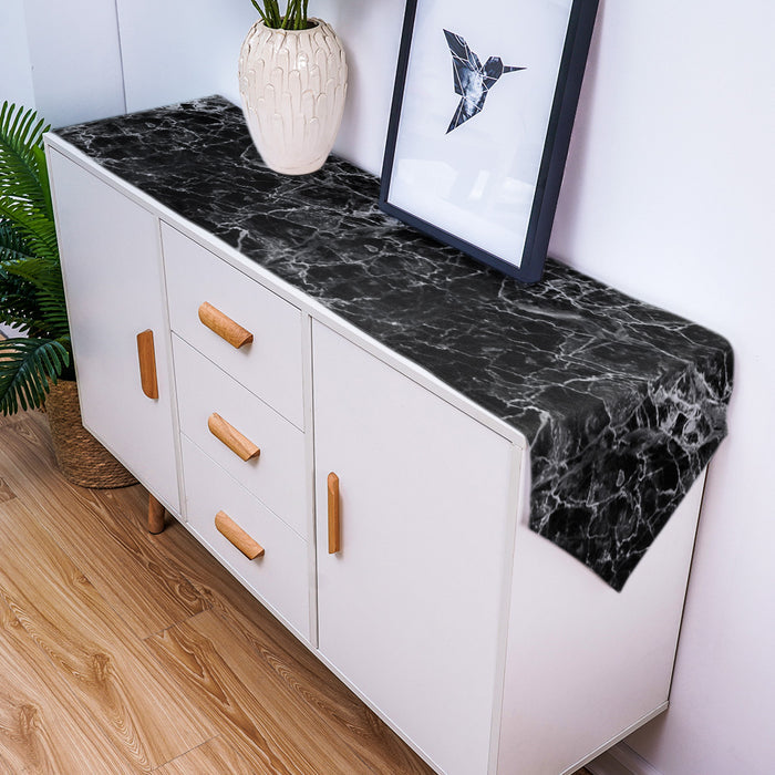 Black Marble and granite pattern Table Runner Place Mats Sharp Angle - LeobonZone