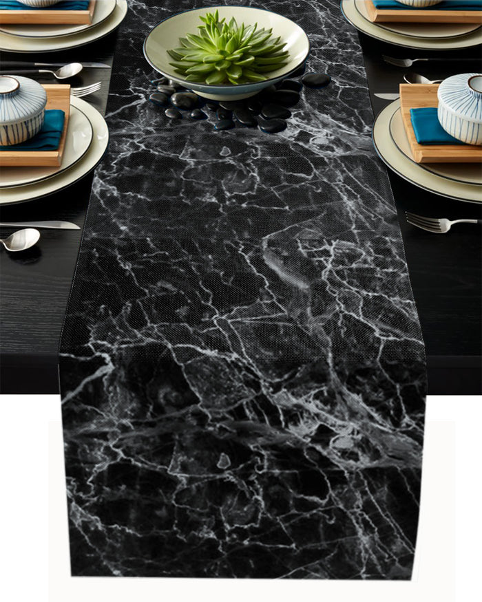 Black Marble and granite pattern Table Runner Place Mats - LeobonZone