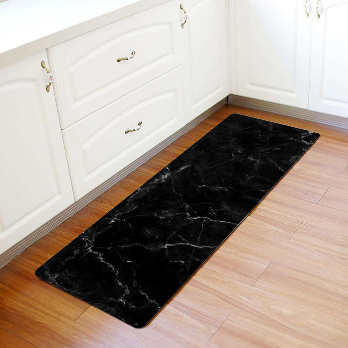 Black Marble crack texture Leather Doormat - LeobonZone