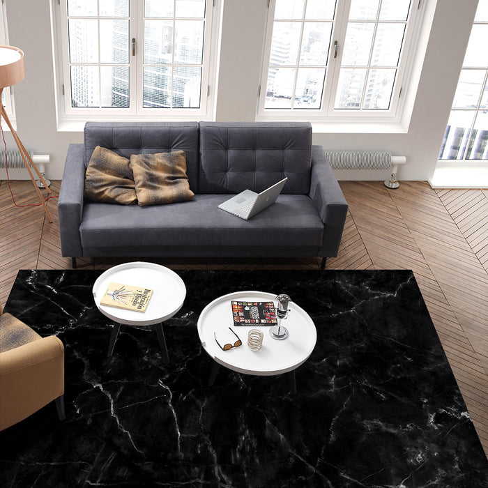 Black Marble crack texture Right Angle Felt Rugs - LeobonZone