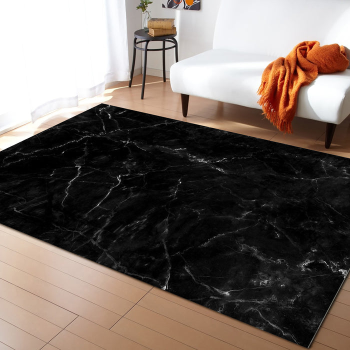 Black Marble crack texture Right Angle Felt Rugs - LeobonZone