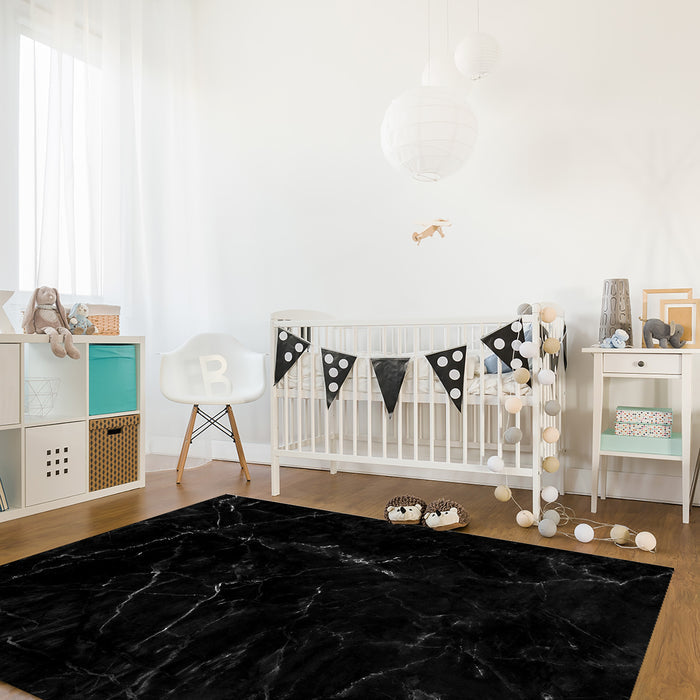 Black Marble crack texture Right Angle Felt Rugs - LeobonZone
