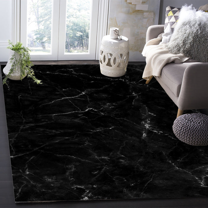 Black Marble crack texture Right Angle Felt Rugs - LeobonZone