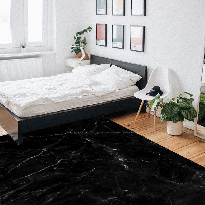 Black Marble crack texture Right Angle Felt Rugs - LeobonZone