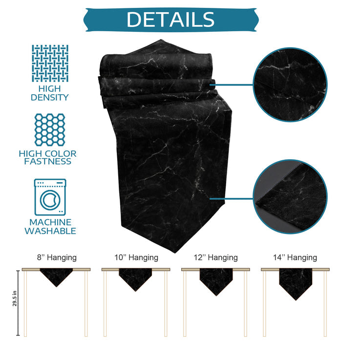 Black Marble crack texture Table Runner Place Mats Sharp Angle - LeobonZone