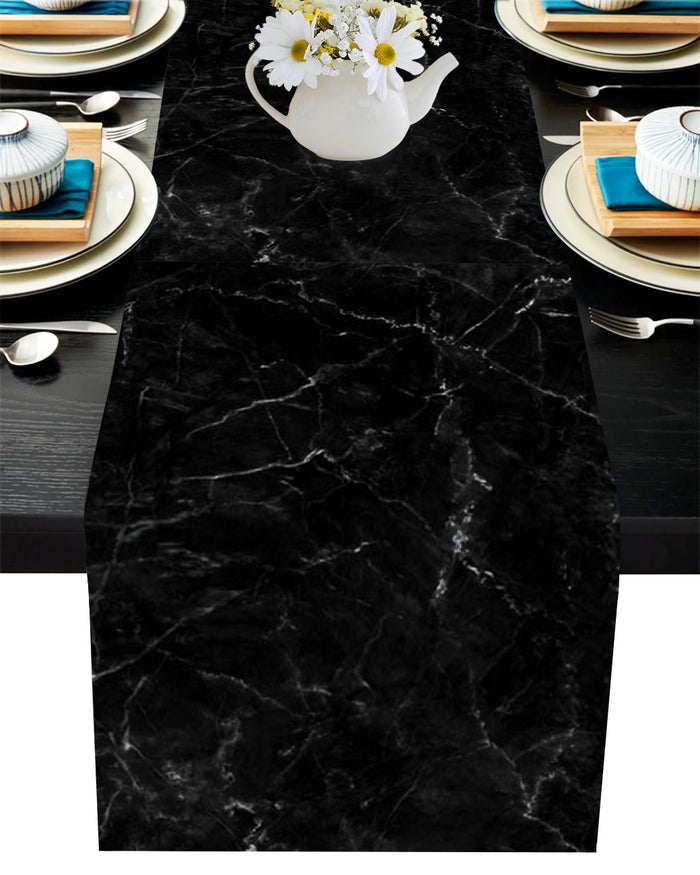Black Marble crack texture Table Runner Place Mats - LeobonZone