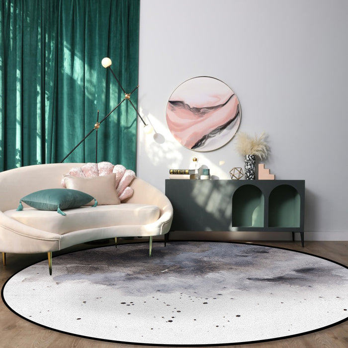 Black Marble light color pattern stone Circular Felt Rugs - LeobonZone