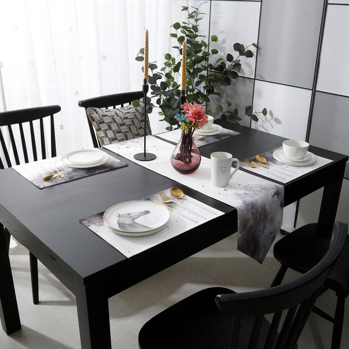 Black Marble light color pattern stone Table Flag And Table Mat Suit Sharp angle - LeobonZone
