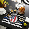 Black Retro Independence Day Flag Personalized Table Placemats - LeobonZone