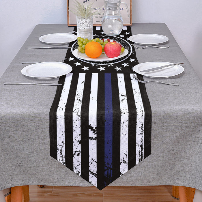 Black Retro Independence Day Flag Sharp Angle Table Runner Place Mats - LeobonZone
