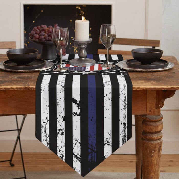 Black Retro Independence Day Flag Sharp Angle Table Runner Place Mats - LeobonZone