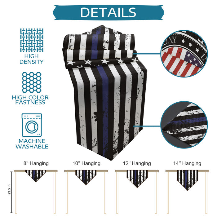Black Retro Independence Day Flag Sharp Angle Table Runner Place Mats - LeobonZone