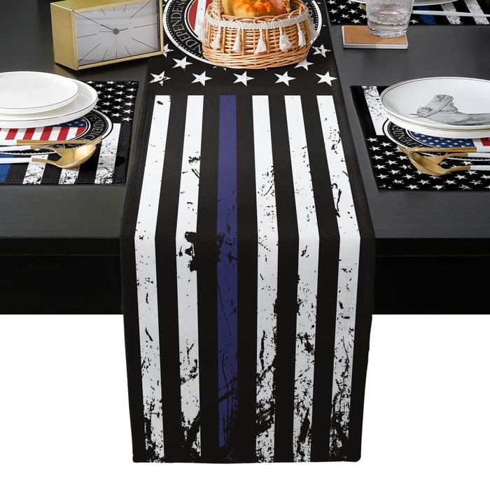 Black Retro Independence Day Flag Table Flag And Table Mat Suit - LeobonZone