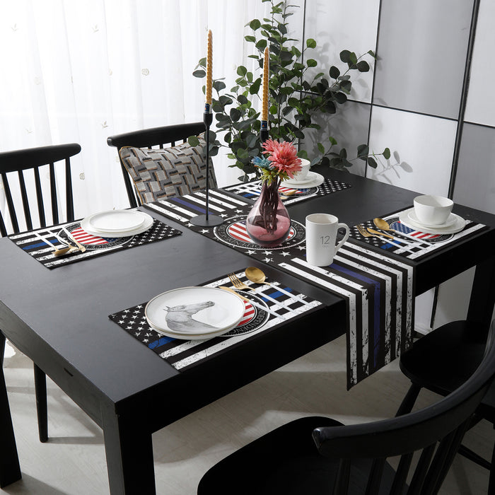 Black Retro Independence Day Flag Table Flag And Table Mat Suit - LeobonZone
