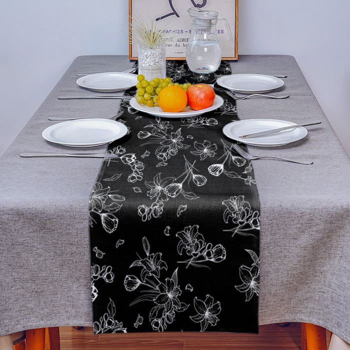 Black Tulip Right Angle Side Rectangle Tablecloth - LeobonZone