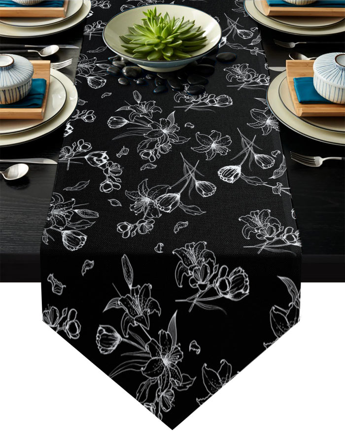Black Tulip Sharp Angle Rectangle Tablecloth - LeobonZone