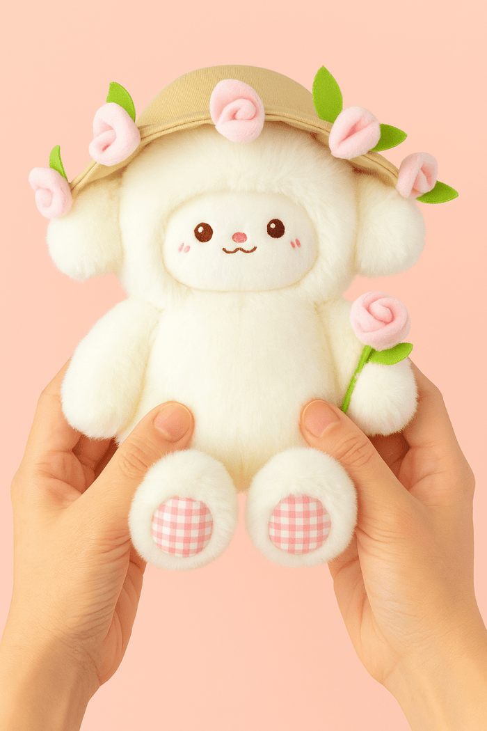 Blooming Lamb Plushie | Cute Lamb Plush With Bouquet - Goodlifebean Stuffed Animals