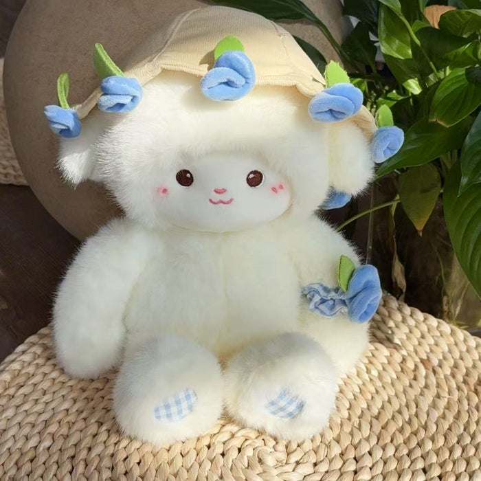 Blooming Lamb Plushie | Cute Lamb Plush With Bouquet - Goodlifebean Stuffed Animals