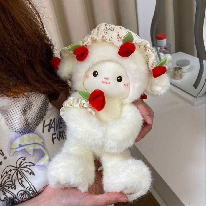 Blooming Lamb Plushie | Cute Lamb Plush With Bouquet - Goodlifebean Stuffed Animals