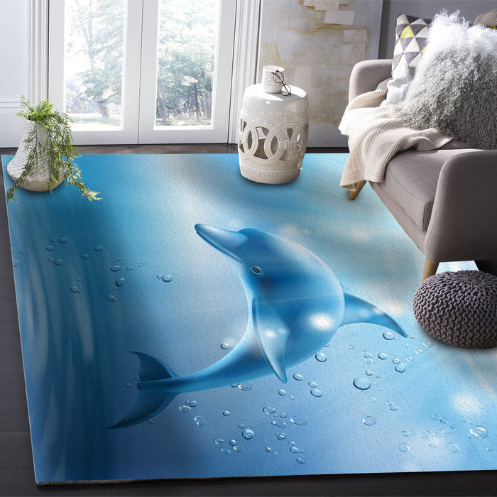 Blue dolphin Right Angle Felt Rugs - LeobonZone