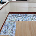 Blue Geometric Umbrella Right Angle Felt Doormat Two piece set - LeobonZone
