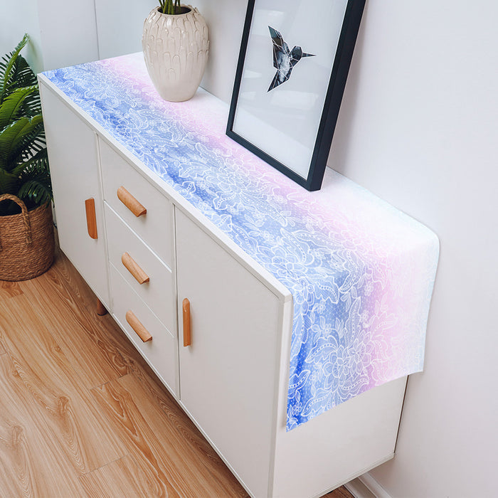 Blue Gradual Lace Right Angle Side Rectangle Tablecloth - LeobonZone