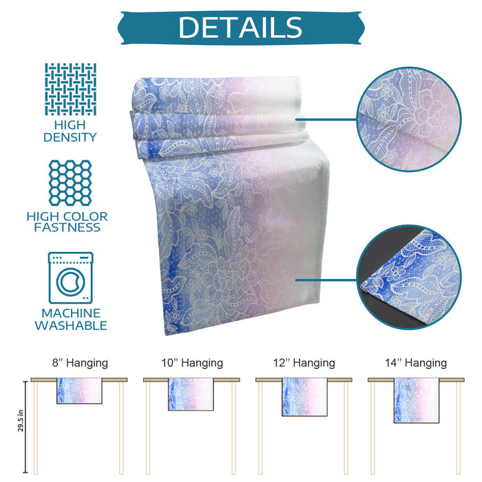 Blue Gradual Lace Right Angle Side Rectangle Tablecloth - LeobonZone