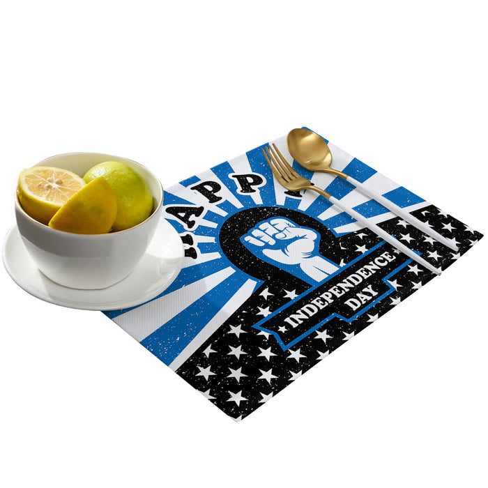 Blue Happy Independence Day Personalized Table Placemats - LeobonZone
