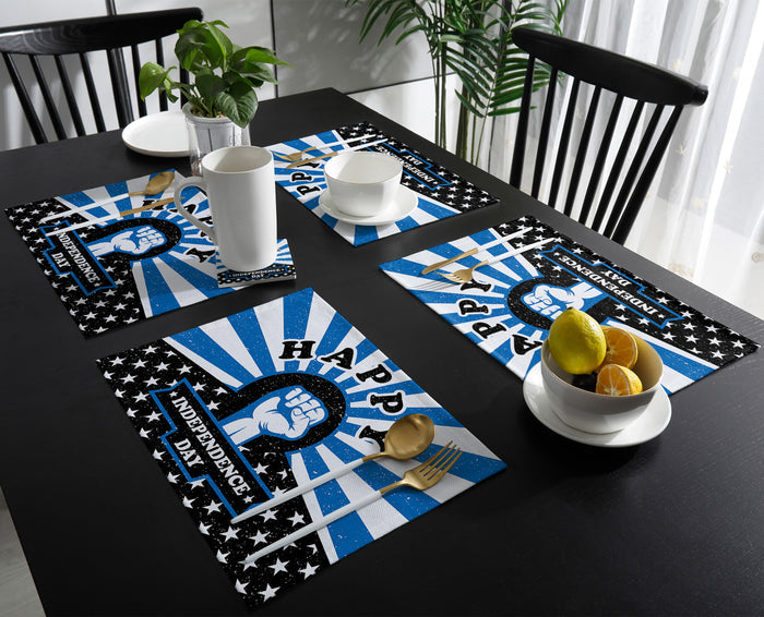 Blue Happy Independence Day Personalized Table Placemats - LeobonZone