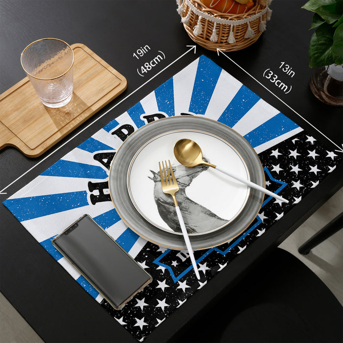 Blue Happy Independence Day Personalized Table Placemats - LeobonZone