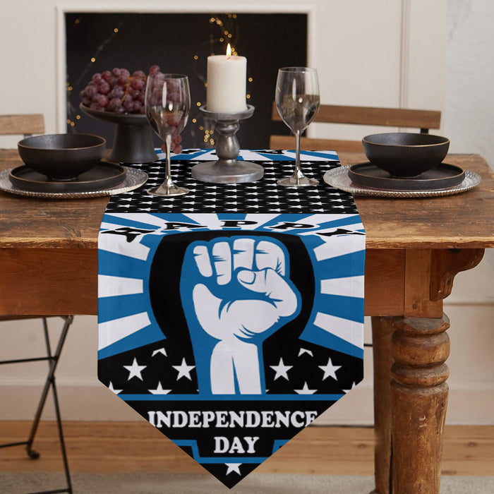 Blue Happy Independence Day Sharp Angle Table Runner Place Mats - LeobonZone