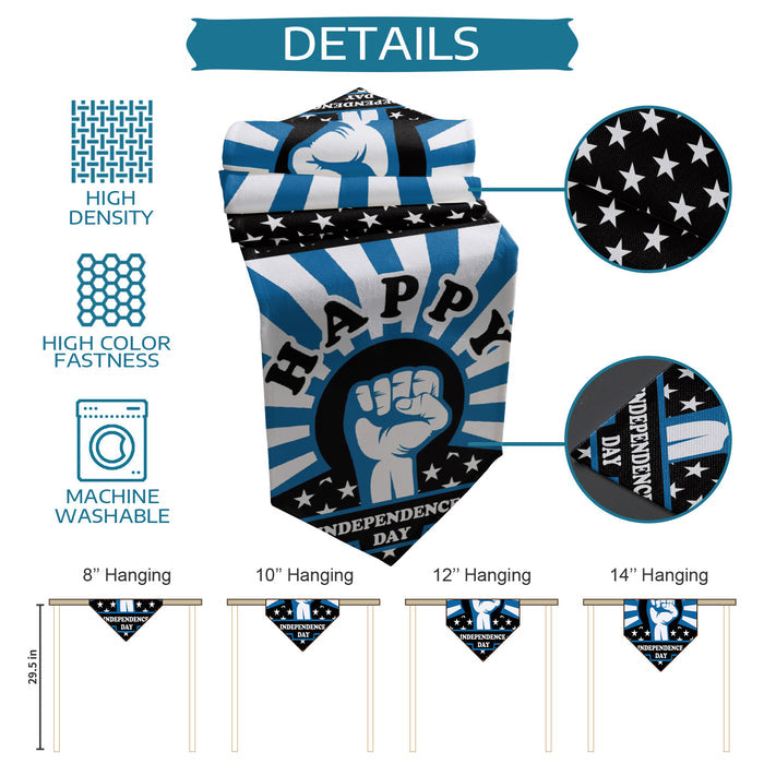 Blue Happy Independence Day Sharp Angle Table Runner Place Mats - LeobonZone