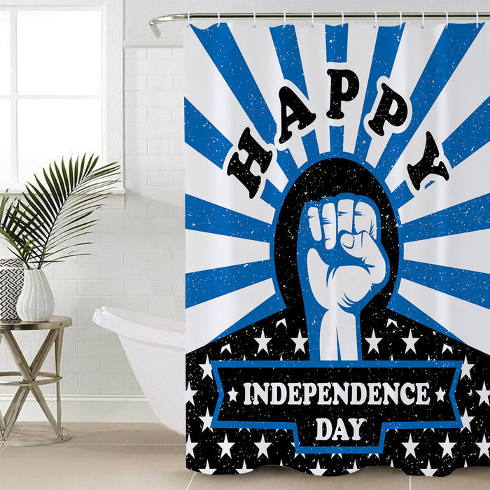Blue Happy Independence Day Shower Curtain - LeobonZone