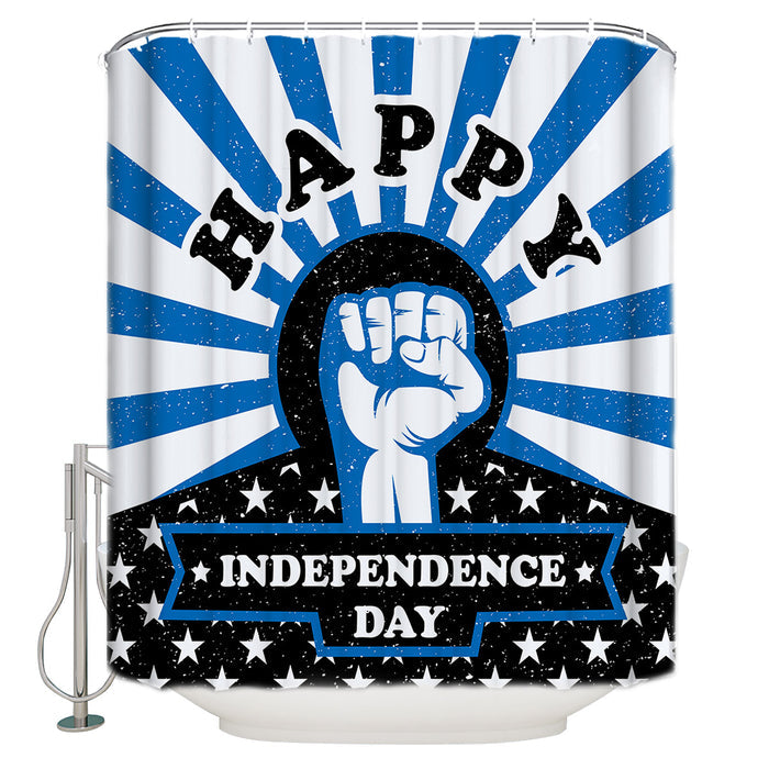 Blue Happy Independence Day Shower Curtain - LeobonZone
