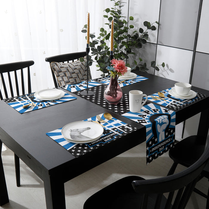 Blue Happy Independence Day Table Flag And Table Mat Suit - LeobonZone