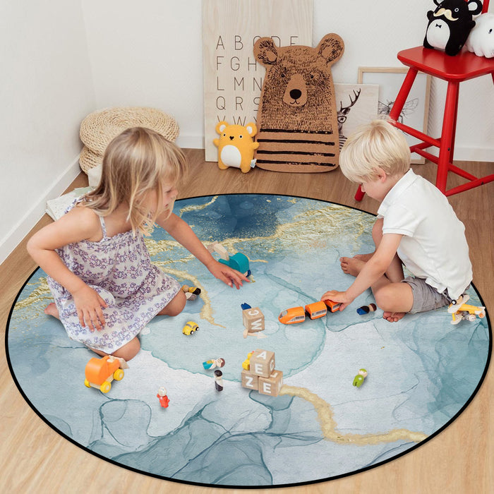 Blue Marble light color pattern stone Circular Felt Rugs - LeobonZone