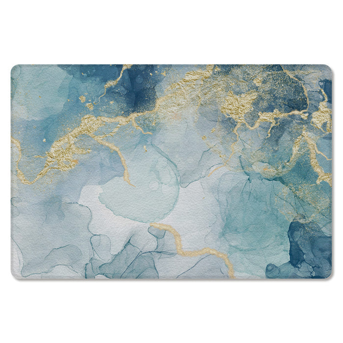 Blue Marble light color pattern stone Leather Doormat - LeobonZone