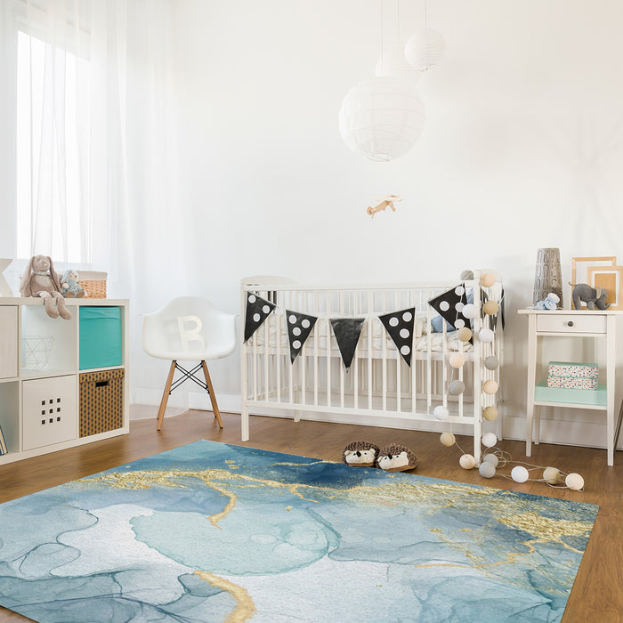 Blue Marble light color pattern stone Right Angle Felt Rugs - LeobonZone