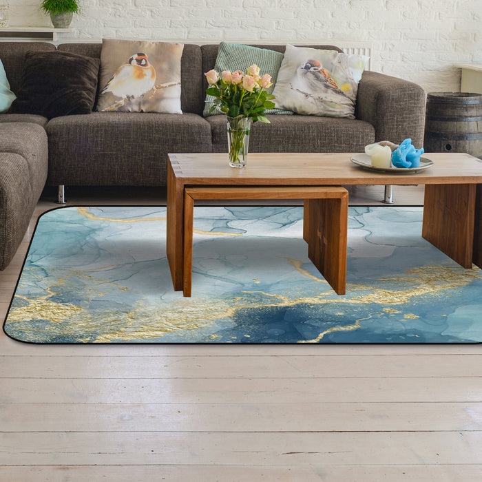 Blue Marble light color pattern stone Sponge Rillet Rubber Rugs - LeobonZone