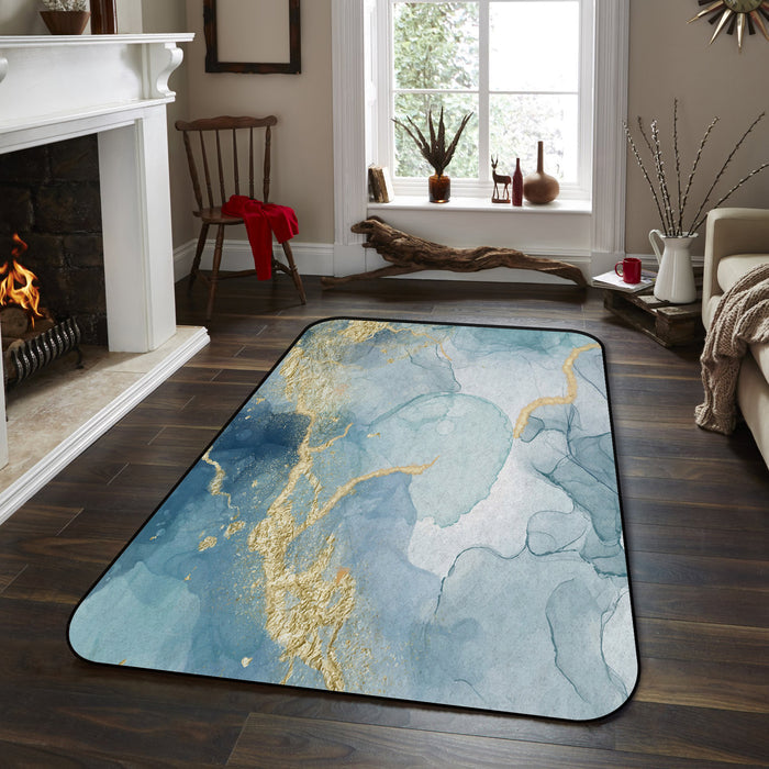 Blue Marble light color pattern stone Sponge Rillet Rubber Rugs - LeobonZone