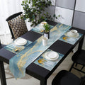 Blue Marble light color pattern stone Table Flag And Table Mat Suit Sharp angle - LeobonZone