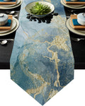 Blue Marble light color pattern stone Table Runner Place Mats Sharp Angle - LeobonZone