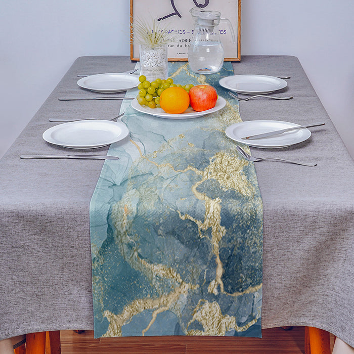 Blue Marble light color pattern stone Table Runner Place Mats - LeobonZone